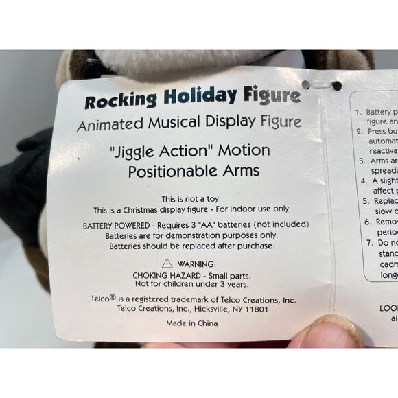 Telco Rocking Holiday 2000 Looney Tunes Taz Animated Musical Christmas Plush 9" - Picture 2 of 14